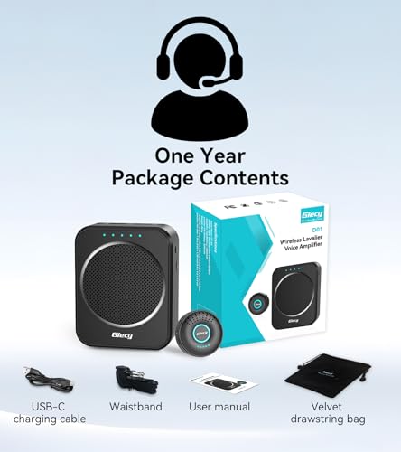 Portable Voice Amplifier with Wireless Lapel Microphone, Personal Microphone for Teachers, Rechargeable PA System for Classroom,Yoga, Meetings, Speeches