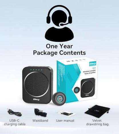 Portable Voice Amplifier with Wireless Lapel Microphone, Personal Microphone for Teachers, Rechargeable PA System for Classroom,Yoga, Meetings, Speeches