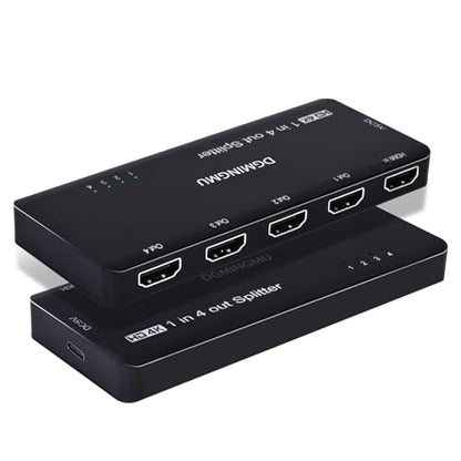 4K HDMI Splitter 1x4 - Ultra HD 1 Input 4 Output Powered HDMI Duplicator/Splitter, Mirror One Screen to Four TVs or Monitors Simultaneously | Plug & Play for Business & Home(4K 1x4)