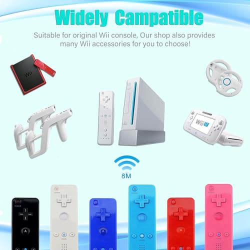 TechKen 2 Pack Wii Controller with Silicone Case and Wrist Strap, Remote for Wii Wii U - color: Red&Blue