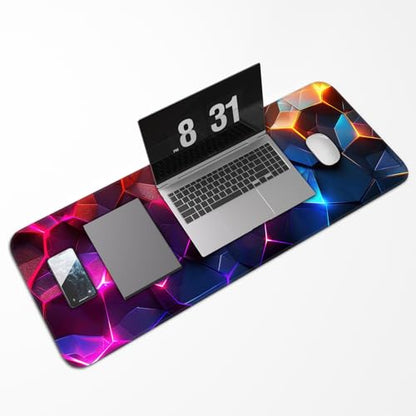 Gaming Mouse Pad, Geometric Design, Non-Slip Rubber Bottom, Stitched Edges, for Home, Office, Gaming, 31.5 x 11.8 Inch Full Desktop Large Mouse Pad for Gamers - color: geometry
