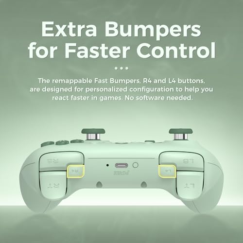 AKNES 8Bitdo Ultimate 2C Wireless 2.4G Controller for Windows PC and Android, Gamepad with Hall Effect Joysticks and Hall Triggers, 1000Hz Polling Rate, Remappable L4/R4 Bumpers - Green | Gamepad with Hall Effect Joysticks and Hall Triggers, 1000Hz Pollin