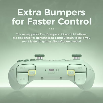 AKNES 8Bitdo Ultimate 2C Wireless 2.4G Controller for Windows PC and Android, Gamepad with Hall Effect Joysticks and Hall Triggers, 1000Hz Polling Rate, Remappable L4/R4 Bumpers - Green | Gamepad with Hall Effect Joysticks and Hall Triggers, 1000Hz Pollin