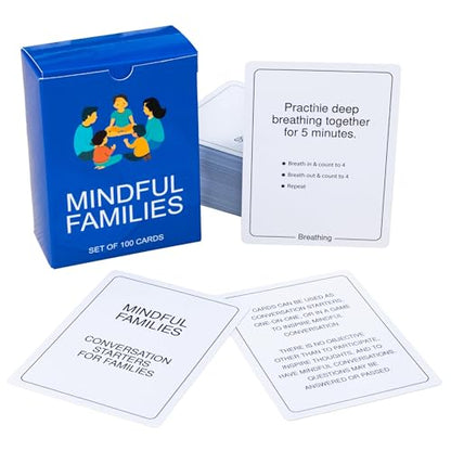 100 Mindful Families Conversation Cards – Mindfulness, Gratitude & Breathing Prompts for Self Care at Home, Travel & Therapy - style: Family Conversation Cards