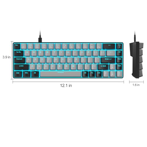 MageGee Portable 60% Mechanical Gaming Keyboard, MK-Box LED Backlit Compact 68 Keys Mini Wired Office Keyboard with Blue Switch for Windows Laptop PC Mac - Grey/Black - color: Grey/Blue Switch