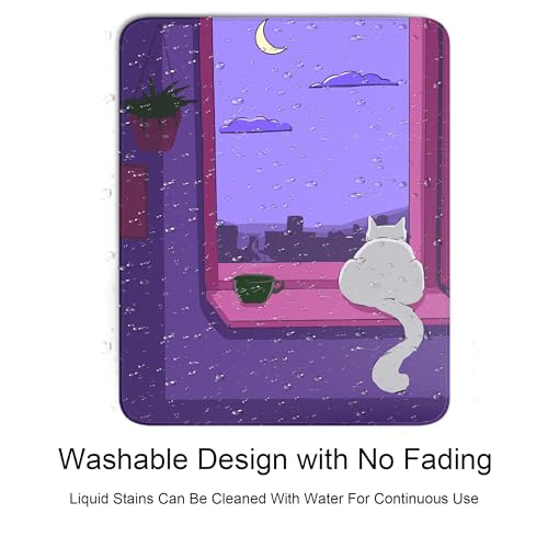 Cute White Cat Square Mouse Pad,Anime Cats Mouse Pads for Wireless Mouse Desk Accessories,10"X8" Travel Mousepad with Non-Slip Rubber Base, Stitched Edge Mouse Pads for Desk,Computers,Laptop,Office - color: S-13