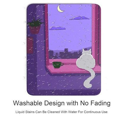 Cute White Cat Square Mouse Pad,Anime Cats Mouse Pads for Wireless Mouse Desk Accessories,10"X8" Travel Mousepad with Non-Slip Rubber Base, Stitched Edge Mouse Pads for Desk,Computers,Laptop,Office - color: S-13