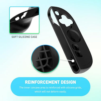 GLDRAM Case for Nintendo Switch 2 Joycon Controller, Soft Silicone Skin Protective Cover Shell with 2 Thumb Grips for Joycon 2 - Black - color: Black