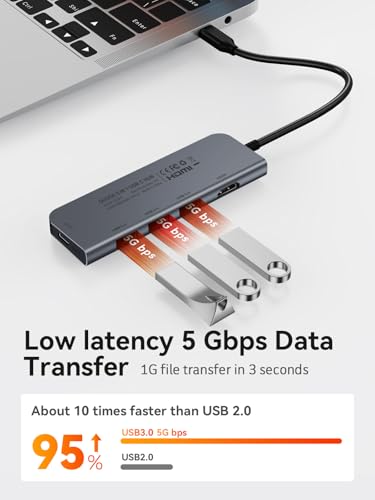 USB C Hub, QUUGE 5in1 USB C HDMI Adapter with 4K@30HZ HDMI, 100W PD, 3×USB A 3.0 Ports, Aluminum Ultra Slim Hub for Switch, MacBook Air/Pro, Galaxy S/Z/Note Series & More. - style: QC501【1 × HDMI + 3 × USB-A + PD】