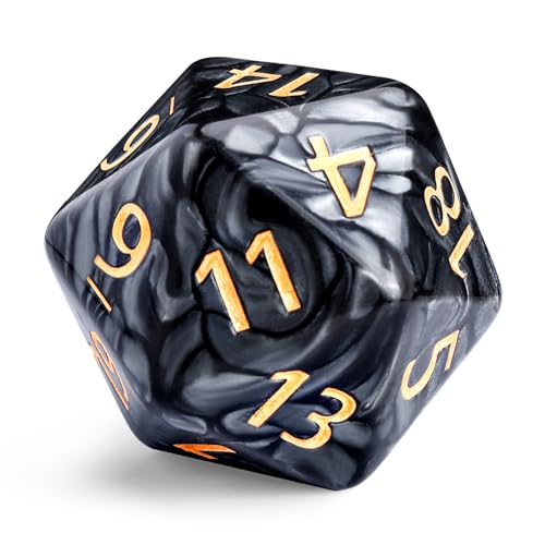 20 Sided DND Dice,D20 Giant Polyhedral Dice,55mm Titan Large Pearl Color D20 Dice,20 Sided Cube D&D Dice Set for Dungeons and Dragons, RPG, MTG Table Games(Black-Pearl Series) - color: D-20 Black