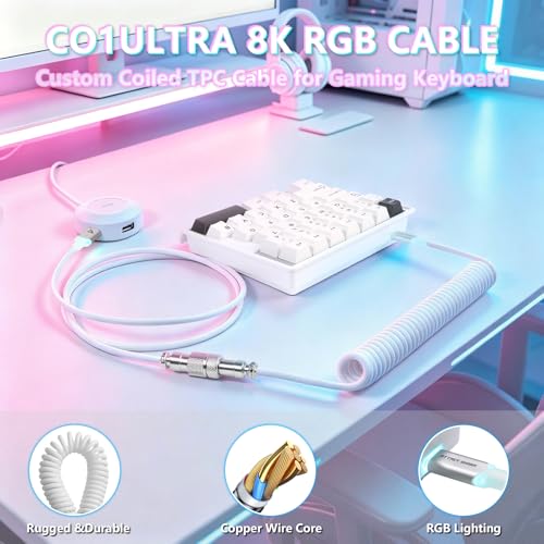 ATTACK SHARK M36 HE One-Handed Magnetic Switch Keyboard, 8000Hz Polling, Hot-Swappable, High-Precision 0.01mm, 36 Keys Wired Keypad with RGB Backlit, C01 Ultra Led Aviator Cable-Star White - color: Starlight White