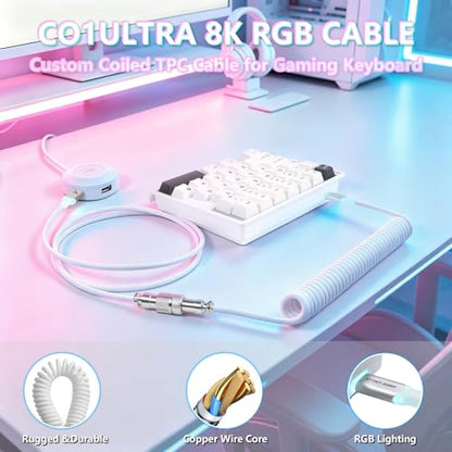 ATTACK SHARK M36 HE One-Handed Magnetic Switch Keyboard, 8000Hz Polling, Hot-Swappable, High-Precision 0.01mm, 36 Keys Wired Keypad with RGB Backlit, C01 Ultra Led Aviator Cable-Star White - color: Starlight White