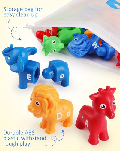 Coogam ABC Letters Matching Game, 26PCS Alphabet Fine Motor Skill Color Shape Recoginition Preschool Educational Montessori Learning Toys for 2 3 4 Years Old Toddlers - style: animal alphabet