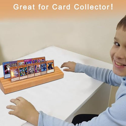 VINJOE Large Wooden Playing Card Holders Tray Racks Organizer for Kids Seniors Adults, Premium Solid Beechwood Playing Card Holders Best Gifts for Mother's Day(13.7x2.04x2.2 inch-1 Pcs)