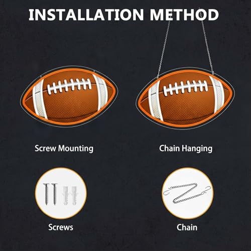 HAJAE Football Neon Sign for Wall Decor, UV Printed Football-Shaped Neon Light, Rugby LED Sign for Man Cave, Bedrooms, Game Room Decor, Gift for Football Sports Fans Teens - style: Football