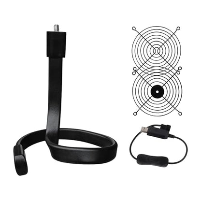 4.52" 115mm Grill Guard with Flexible Gooseneck Stand and USB 3/4Pin Cable | Compatible with Your Idle 120mm PC Fan, for PC Case AV Entertainments Network Rack Workspace Hotspot Cooling and More - size: 115×115mm