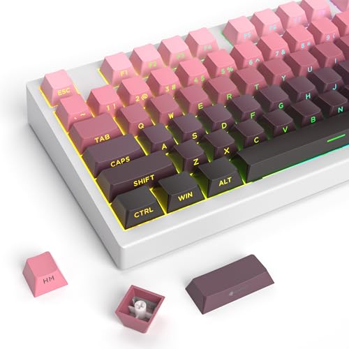 Guffercty kred PBT Cherry Profile 133-keys Gradient Side Printed Double Shot Backlit Keycaps for Gaming Keyboard (Gradient Red) - color: Gradient Red