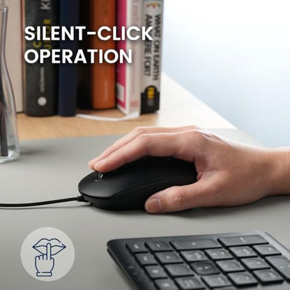 Perixx PERIMICE-222C USB Type C Wired Optical Mouse, 5.9 Ft Cable, Adjustable 1200/1600/2000 DPI, Silent Click, Ambidextrous, Black - style: USB Type-C