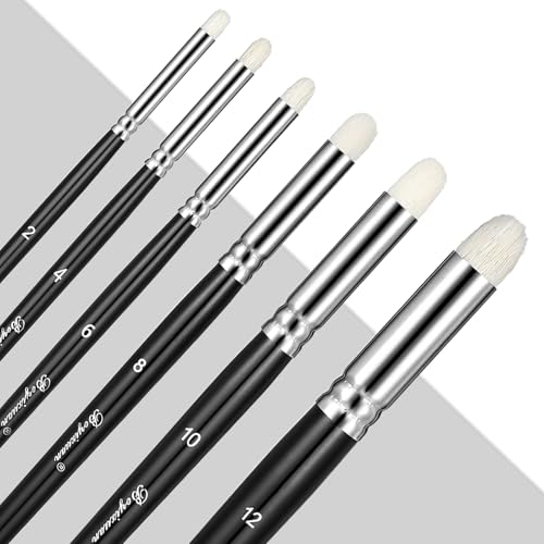 Dry Brush Set for Miniature Painting, Drybrush Paint Brush, 6 Sizes Professional Detail Hobby Brushes for Tabletop, Wargames, Scale Models & Acrylic/Oil Painting (Black)