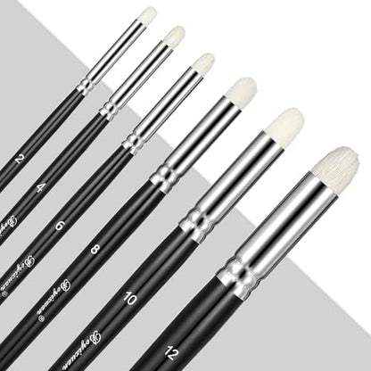 Dry Brush Set for Miniature Painting, Drybrush Paint Brush, 6 Sizes Professional Detail Hobby Brushes for Tabletop, Wargames, Scale Models & Acrylic/Oil Painting (Black)