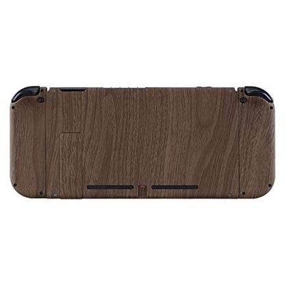 eXtremeRate DIY Replacement Shell Buttons for Nintendo Switch, Soft Touch Back Plate for Switch Console, Custom Housing Case with Full Set Buttons for Joycon Handheld Controller - Wood Grain - color: Wood Grain