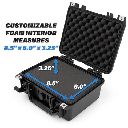 CASEMATIX 11" Waterproof Hard Case with Customizable Foam for Portable Electronics, Tools and Accessories - Hard Shell Small Plastic Case with Pre-Diced Travel Case Foam Interior - size: 11"