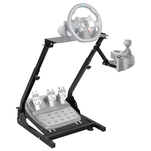 ExploreHorizon Racing Steering Wheel Stand - Adjustable & Foldable, Tilt Adjustable, Compatible with G25/G27/G29/G920, Racing Simulator Stand, and Steering Wheel Mount