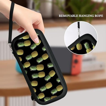 PPIKTC Travel Hard Shell Carrying Case for Switch, Shockproof Protective Storage Bag with 15 Game Cartridges, Upside Down Pineapple Tropical Fruits - color: Design (340)