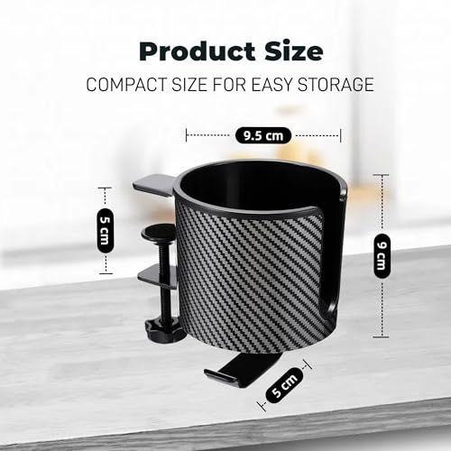 Luxury 2-in-1 Anti-Spill Cup Holder with Under Desk Headphone Hanger (Racing Carbon Edition) - color: RACING CARBON EDITION
