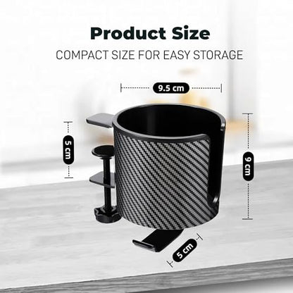 Luxury 2-in-1 Anti-Spill Cup Holder with Under Desk Headphone Hanger (Racing Carbon Edition) - color: RACING CARBON EDITION