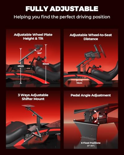 RACGTING Racing Simulator Cockpit with TV Monitor Stand for G PRO Racing Wheel/G29/G920/G923, for Thrustamster T300RS/TS-PC/TS-XW Racer, for FANATEC CSL DD/GT DD Pro/ClubSport DD/DD+