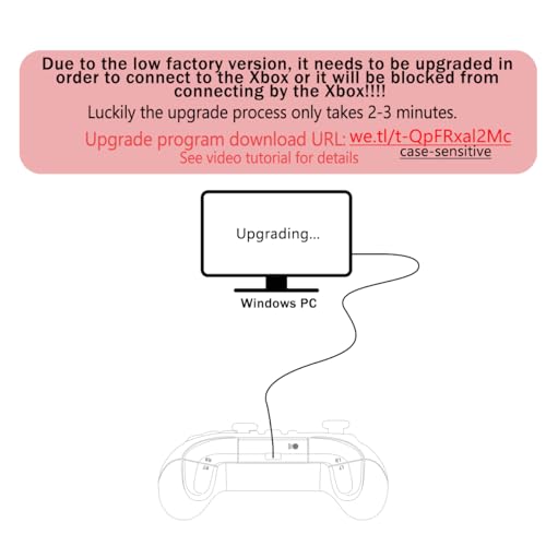 Dinosoo Wireless Controller for Xbox Series X|S, Xbox One & Windows 10/11 Steam Games, Bluetooth, Dual Vibration, TURBO, Macro, 3.5mm Audio Jack Red - Upgrading with a PC before connecting to X-box