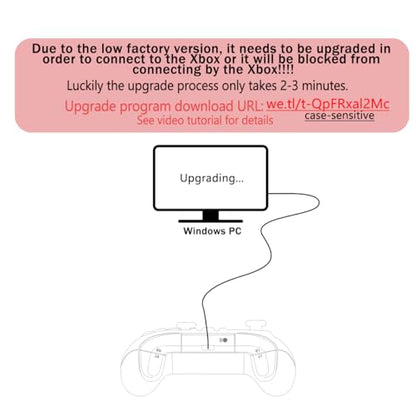 Dinosoo Wireless Controller for Xbox Series X|S, Xbox One & Windows 10/11 Steam Games, Bluetooth, Dual Vibration, TURBO, Macro, 3.5mm Audio Jack Red - Upgrading with a PC before connecting to X-box