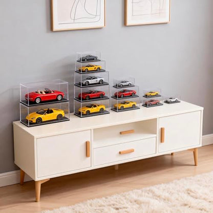 4-Pack Model Car Display Case, 1:87 Scale Acrylic Display Box for Cars, Stackable Dustproof Storage Boxes for Collectibles, Figures and Memorabilia, 4.1 x 1.8 x 1.7 inch - size: 4.1 x 1.8 x 1.7 inch