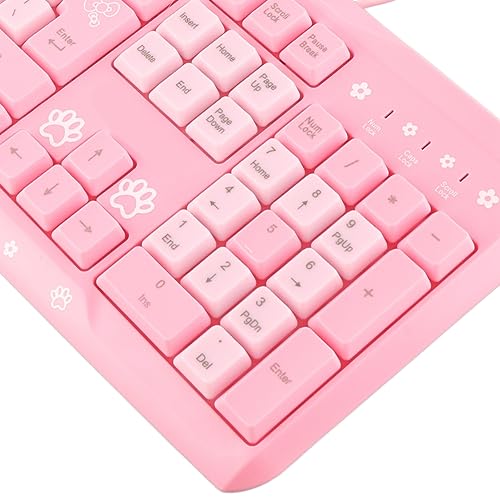 ANGGREK Silent Keyboard Mechanical Keyboard Membrane USB Wired 104 Keys QWERTY with Adjustable Bracket for Laptop Home Office Gaming (Pink) - color: Pink