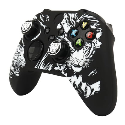 Tiger HeadController Skin Compatible with Xbox Series X Wireless Controller, RALAN Protector Case， Customised Thumb Grips Cap - color: Tiger Head black white