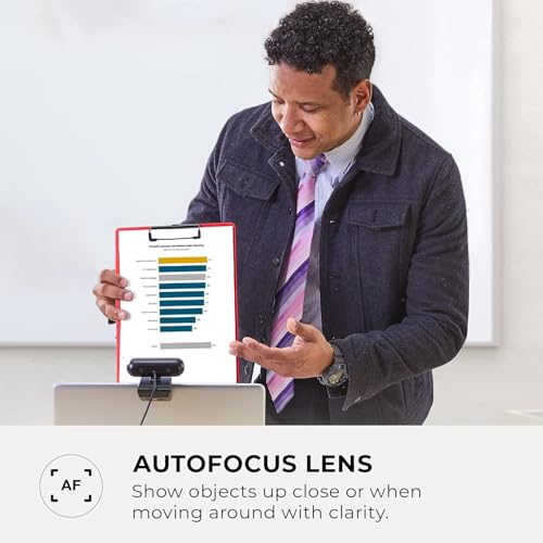 AVerMedia PW310P Webcam, Webcam Cover, 1080p/30fps Videochat and Recording, Plug and Play, Microphones, Stream, Autofocus, Works with Skype, Zoom, Team - Black - style: 1080p30fps auto focus