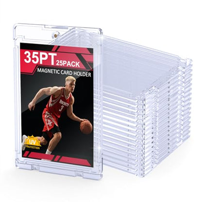 SAMYUCHO 25ct Magnetic Card Holder, 35pt One Card Touch Holders for Trading Cards, U-V Protection Card Display Case Protectors Sleeves Hard Plastic Cover for Sports Game - size: 25 Pack
