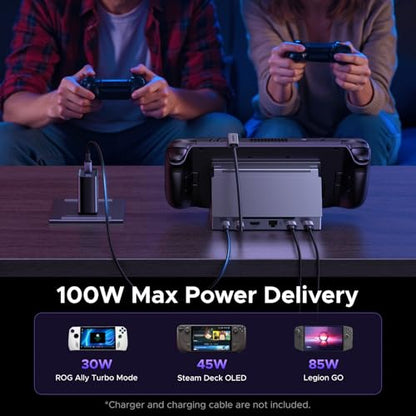 UGREEN Steam Deck Dock 6-in-1 4K@120Hz HDMI 2.1, 100W PD, USB-A & USB C 3.0, Gigabit Ethernet, Dock for Rog Xbox Ally 2025, Steam Deck, ROG Ally, Region Go, MacBook