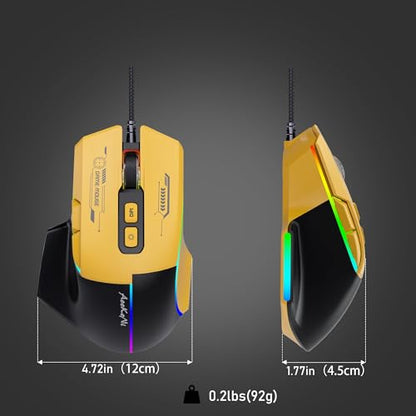 Wireless Mouse，Rechargeable Mouse, Ergonomic Mouse with 4 Adjustable DPI up to 2400, RGB Breathing Lights, Compatible with Laptop, Chromebook, PC, Desktop, Mac, Notebook (Yellow)