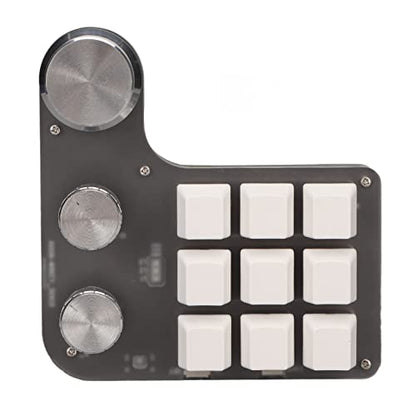 Yoidesu 9 Keys One Handed Mechanical Gaming Keyboard, Mini Keypad Programmable Macro Keyboard with 3 Knobs, USB Shortcut Multifunction Keyboard for PC Computer Gaming (White)