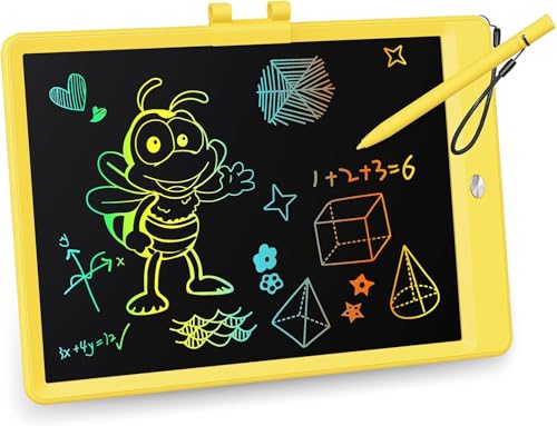 KOKODI LCD Writing Tablet, 10 Inch Colorful Doodle Board Drawing Tablet, Erasable Reusable Electronic Drawing Pads, Educational and Learning Toy for 3-6 Years Old Boy and Girls - color: Yellow, size: 10in