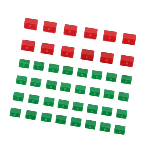 Replacement Pieces Houses Hotels Game Hotel 12 Red and 32 Green Plastic Piece Supplement Accessories Set of House Replacements