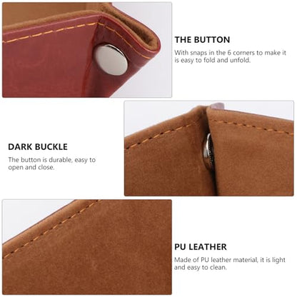BESPORTBLE Hexagon Pu Leather Dice Tray Foldable Felt Storage Box Brown for Tabletop RPG Games and Board Game Accessories