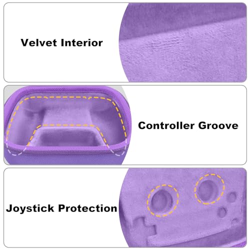 Baval Hard Case for Playstation 5 PS5 DualSense Wireless Controller | Protective Storage Box, Specifically Design for PS 5 Controller, Soft Velvet Lining, Customized Slots, Snug Fit, Purple Case - color: Purple Hard Case