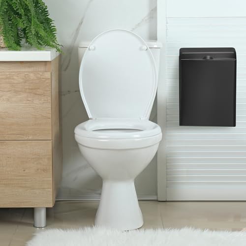 Tioncy 1 Pcs Sanitary Napkin Receptacle, Tampon Disposal Bin Wall Mounted Tampon Holder Stainless Steel Sanitary Napkin Disposal Bins for Home Office Public Restrooms Bathroom (Black) - color: Black