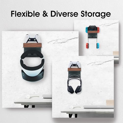 NIRVASH VR Wall Mount Storage Stand Holder Hook for Meta/Oculus Quest 3S/3/2/Pro/Rift-S/Valve Index/PS5 VR2/HTC Vive, Premium VR Headset Wall Hanger