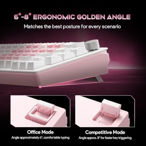 x FURYCUBE 68% Mechanical Gaming Keyboard with RGB Backlit, Wired Keyboard Volume Knob PBT Keycaps,Pre-lubed Linear Switches, Hot-Swap Creamy Keyboard, for FPS Games(White+Pink) - color: White+Pink
