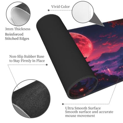 Extended Gaming Mouse Pad, Large Mouse Mat, XL Desk Pad for Keyboard and Mouse, Non-Slip Rubber Base & Stitched Edges for Gamer Office 31.5x11.8 in - color: 7