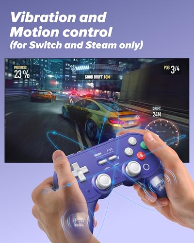 8Bitdo Pro 3 Bluetooth Controller with TMR Joysticks (Purple) | Swappable ABXY Buttons, Pro Back Buttons, Hall Triggers, Charging Dock, for Switch/Switch 2, Windows, Apple, SteamOS, Android - color: Purple, size: Pro 3